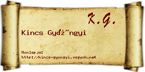 Kincs Gyöngyi névjegykártya